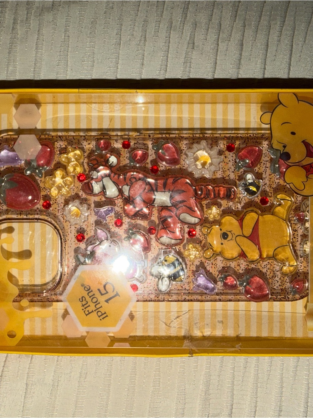 Winnie the Pooh Glitter Jelly Phone Case for iPhone 13 - Yellow